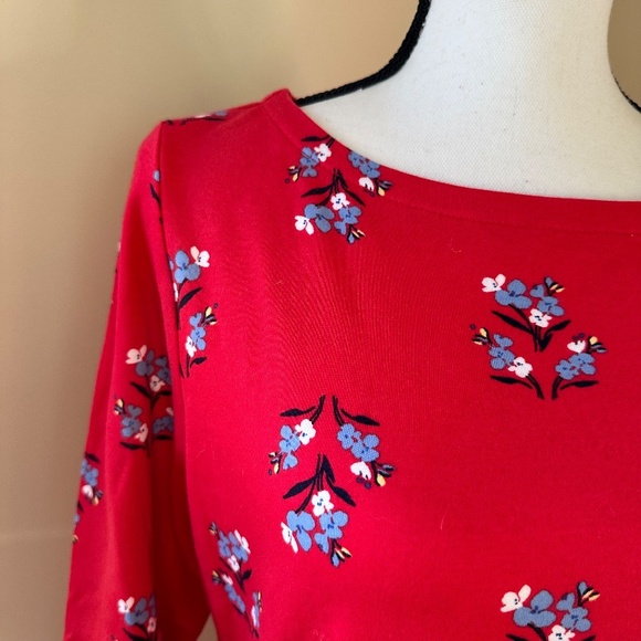 *CHARTER CLUB* Red x Blue Floral Fashion Long Sleeve Cotton Top Size Medium - Picture 3 of 7